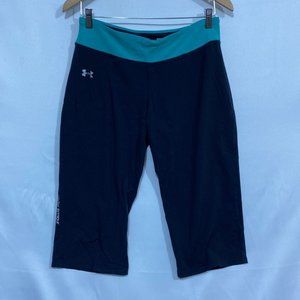 Under Armour Womens Black Semi Fitted All Season Gear Pull On Capri Pants Size S